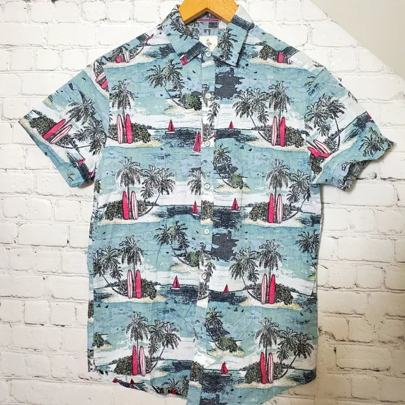 Denim & Flower Button Down Shirt  Sz S - Picture 2 of 5